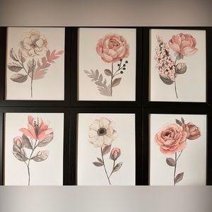 Lamb and Ivy set of 6 framed pieces of artwork.